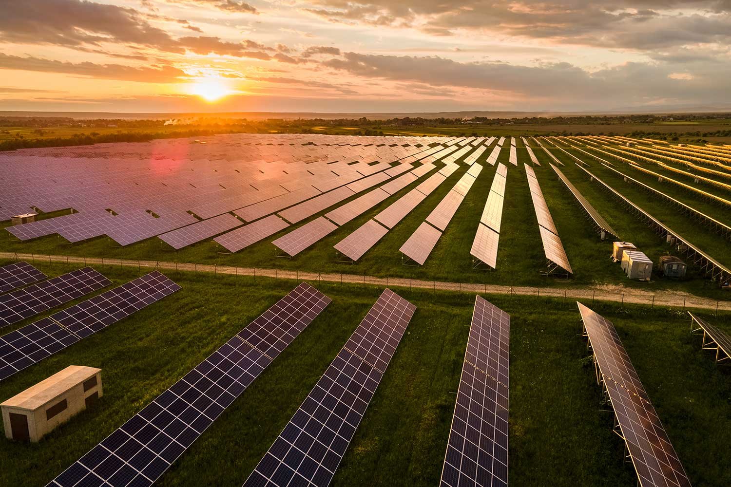 Aerial view of a solar energy installation
